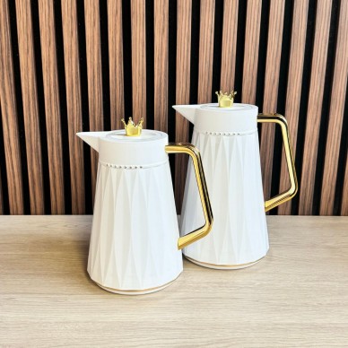 Lot de 2 thermos blanc doré